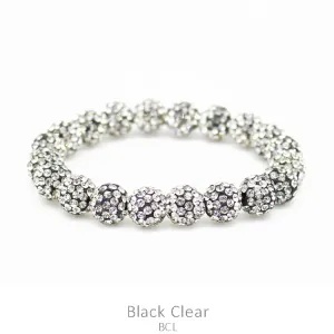 * Clear Rhinestone Paved Beaded Stretch Bracelet