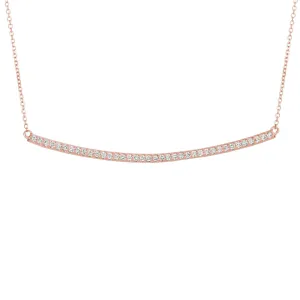 0.40 Carat Natural Diamond Bar Pendant 14K Rose Gold G SI 18 inches chain