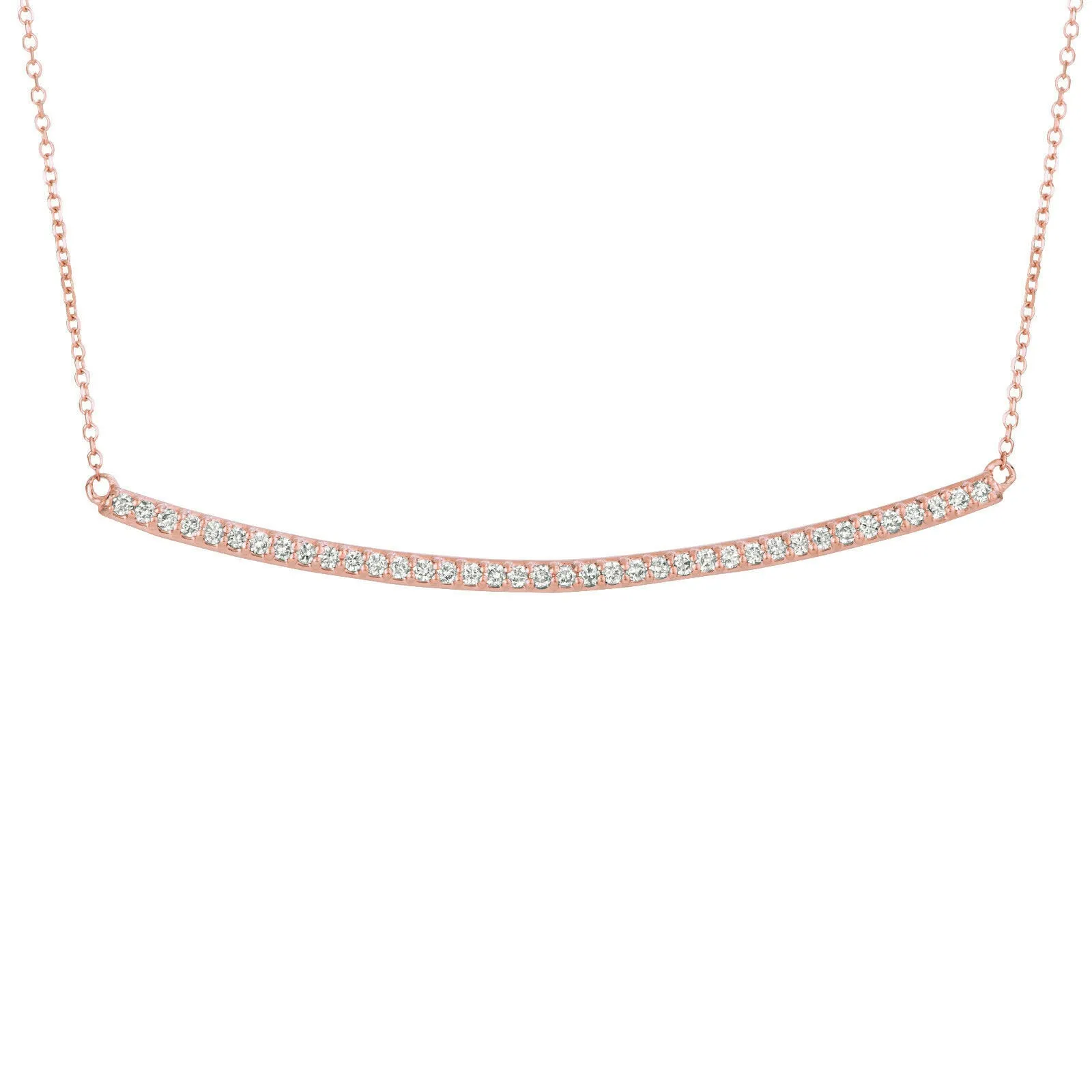0.40 Carat Natural Diamond Bar Pendant 14K Rose Gold G SI 18 inches chain