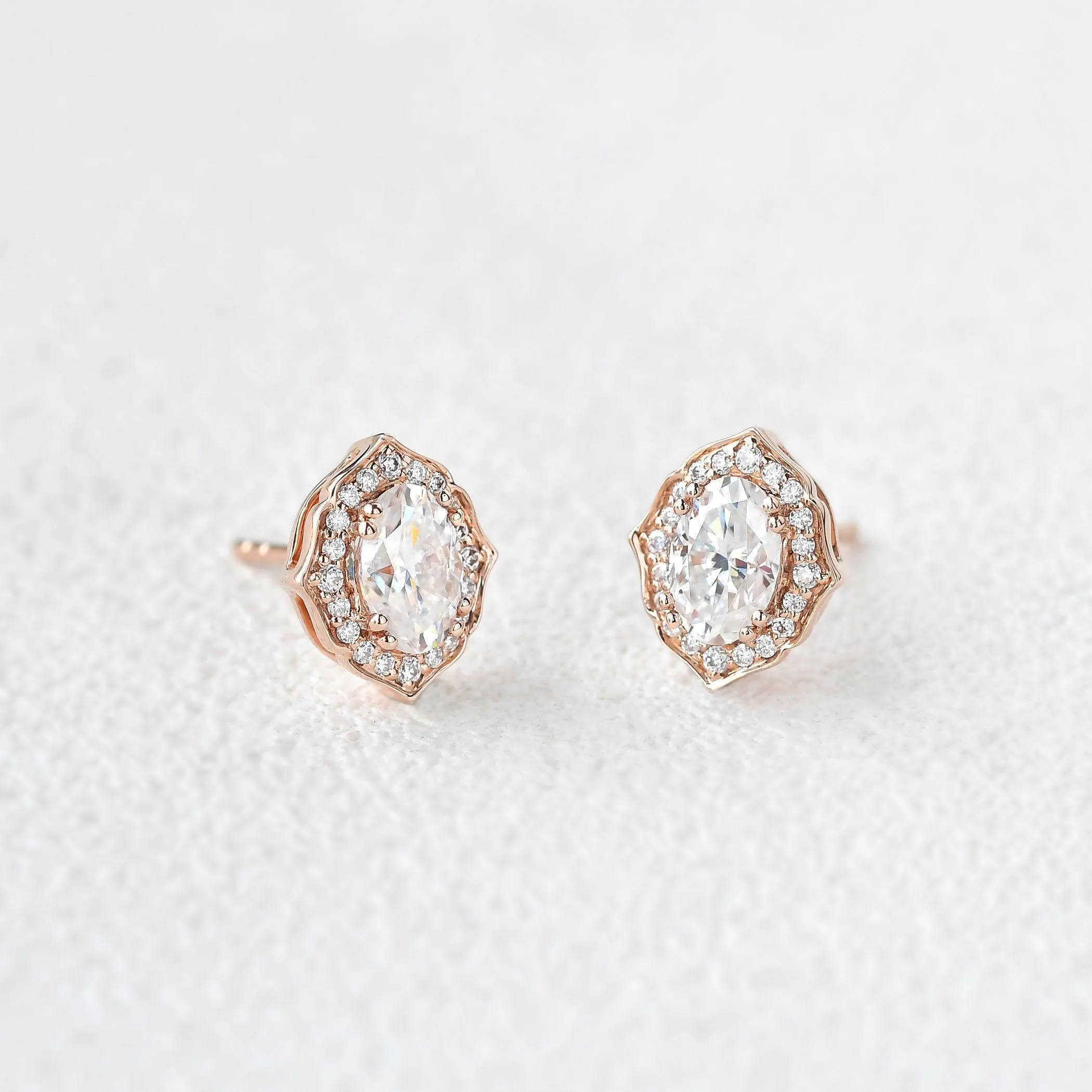 0.8ct Moissanite Geometric Halo Earrings