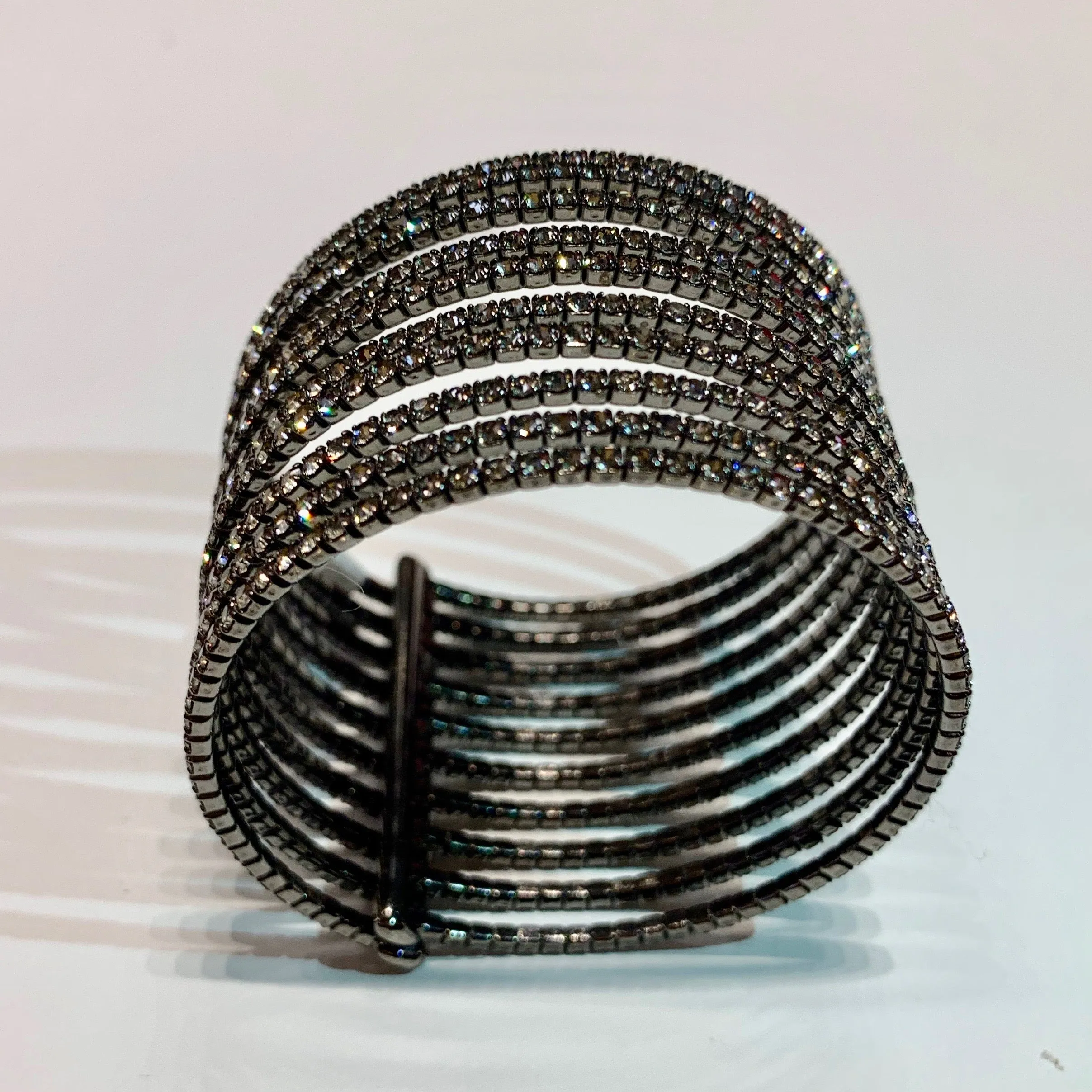 10 Row CZ Gap Bracelet, Black Rhodium