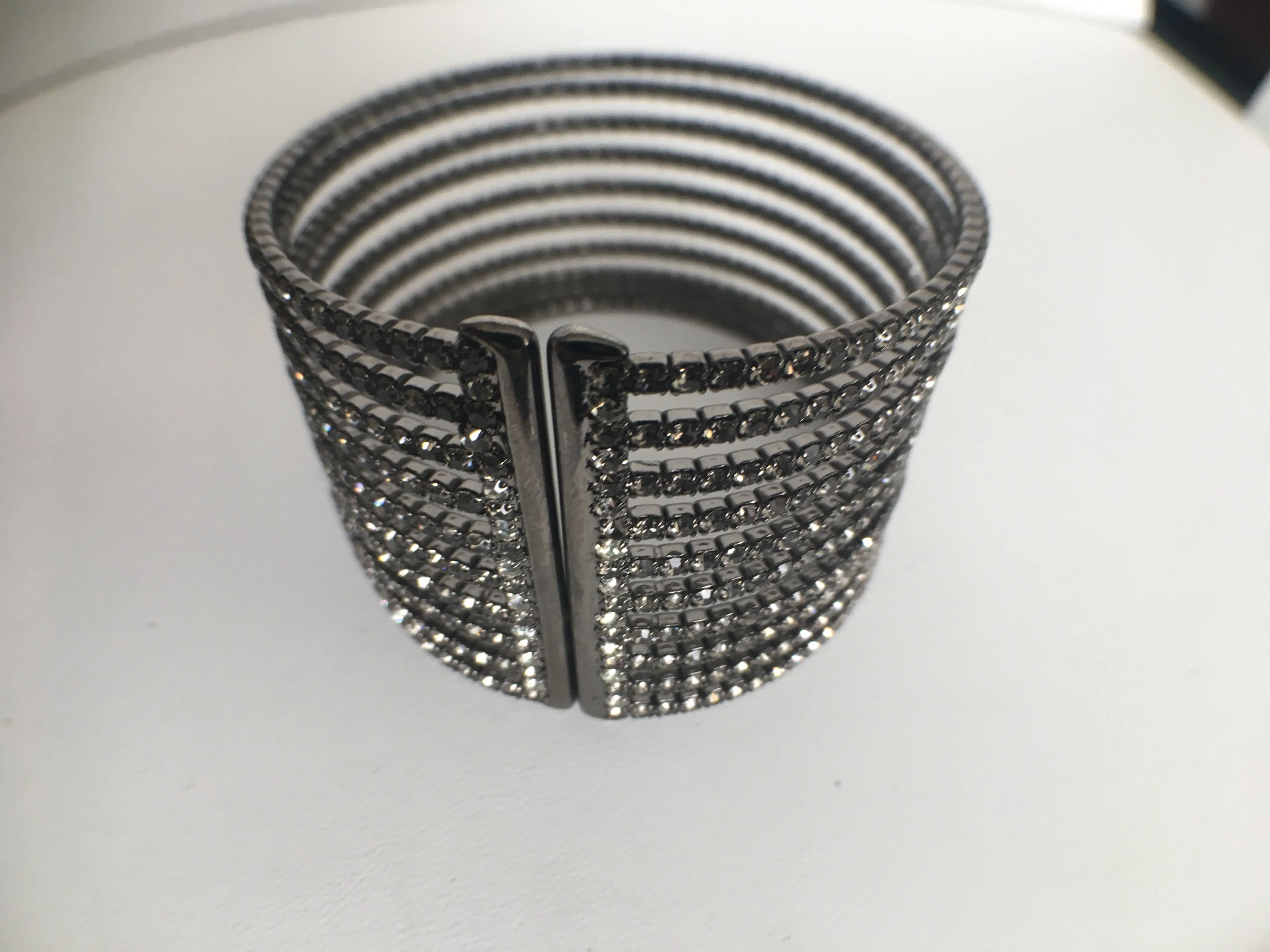 10 Row CZ Gap Bracelet, Black Rhodium