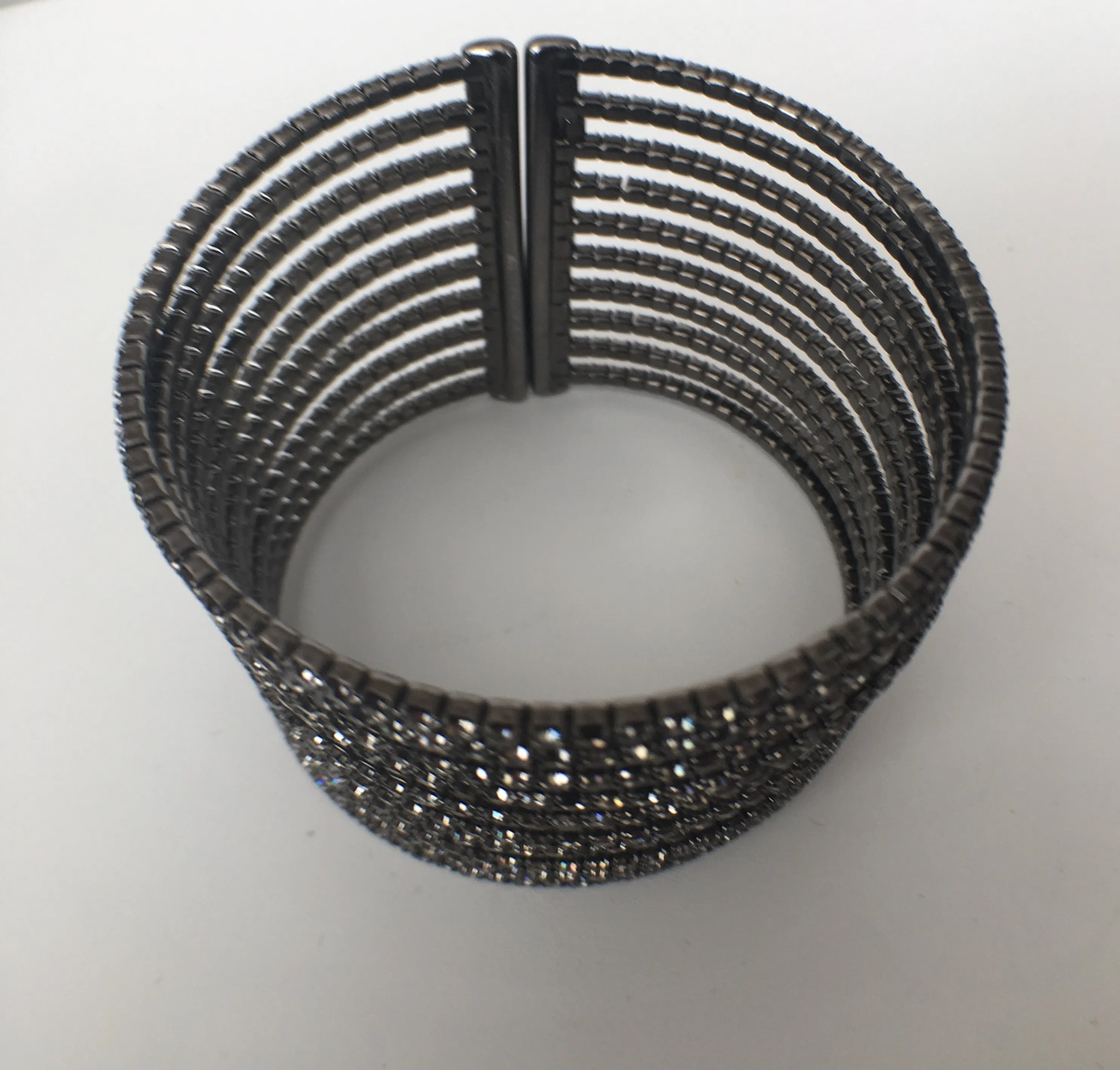 10 Row CZ Gap Bracelet, Black Rhodium