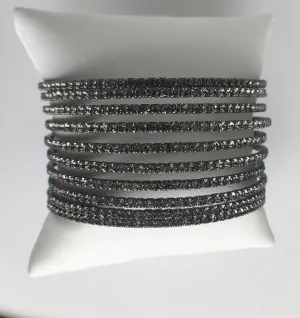 10 Row CZ Gap Bracelet, Black Rhodium