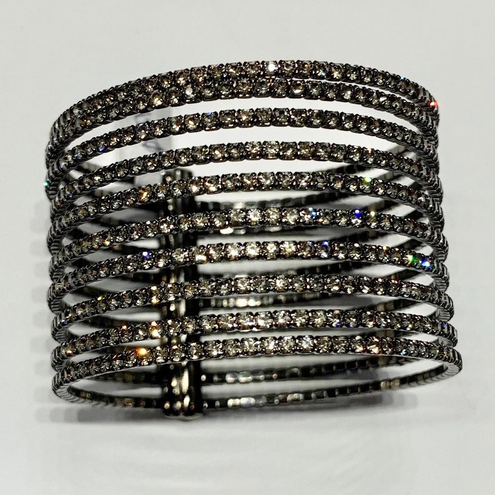 10 Row CZ Gap Bracelet, Black Rhodium