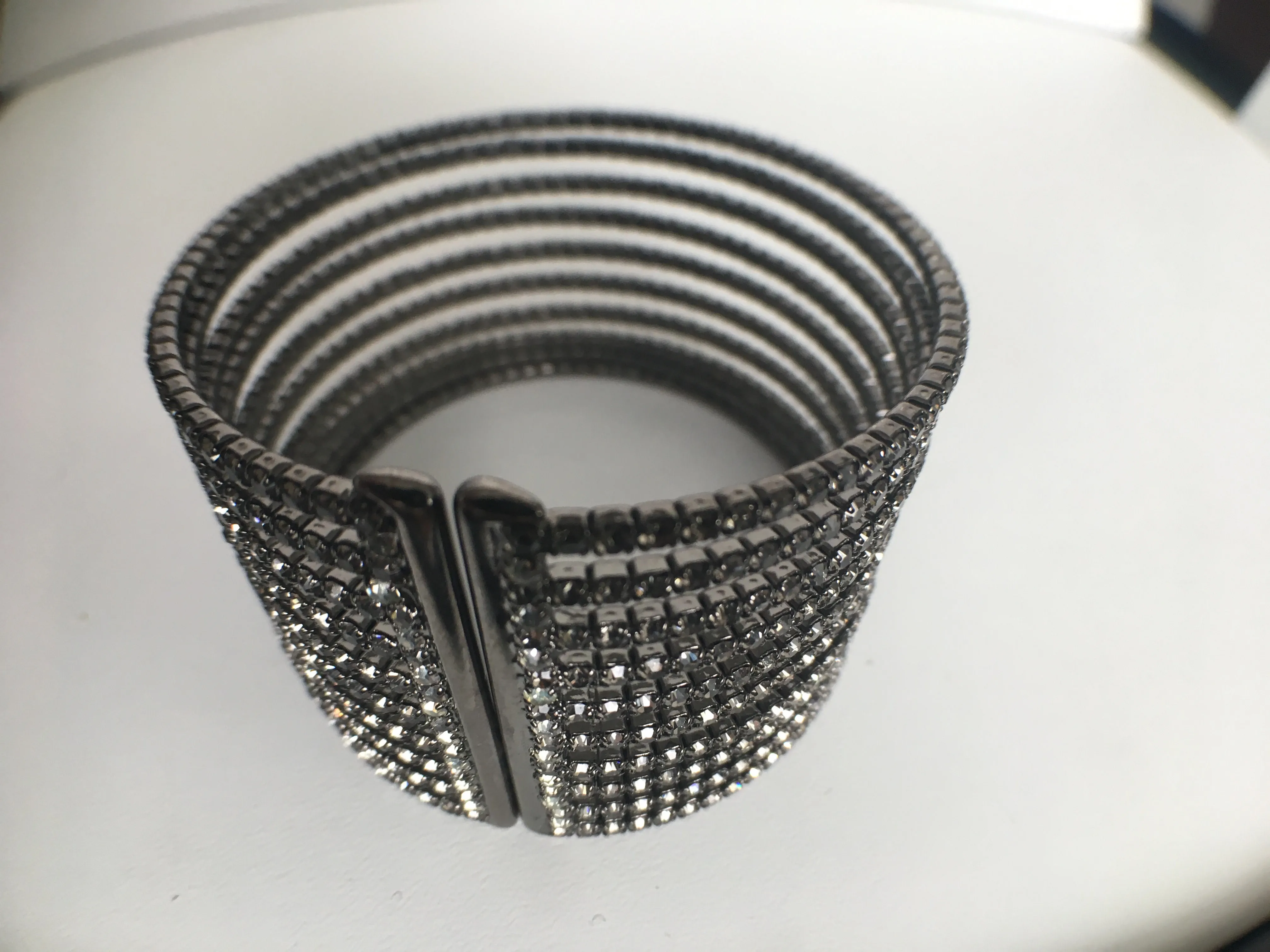 10 Row CZ Gap Bracelet, Black Rhodium