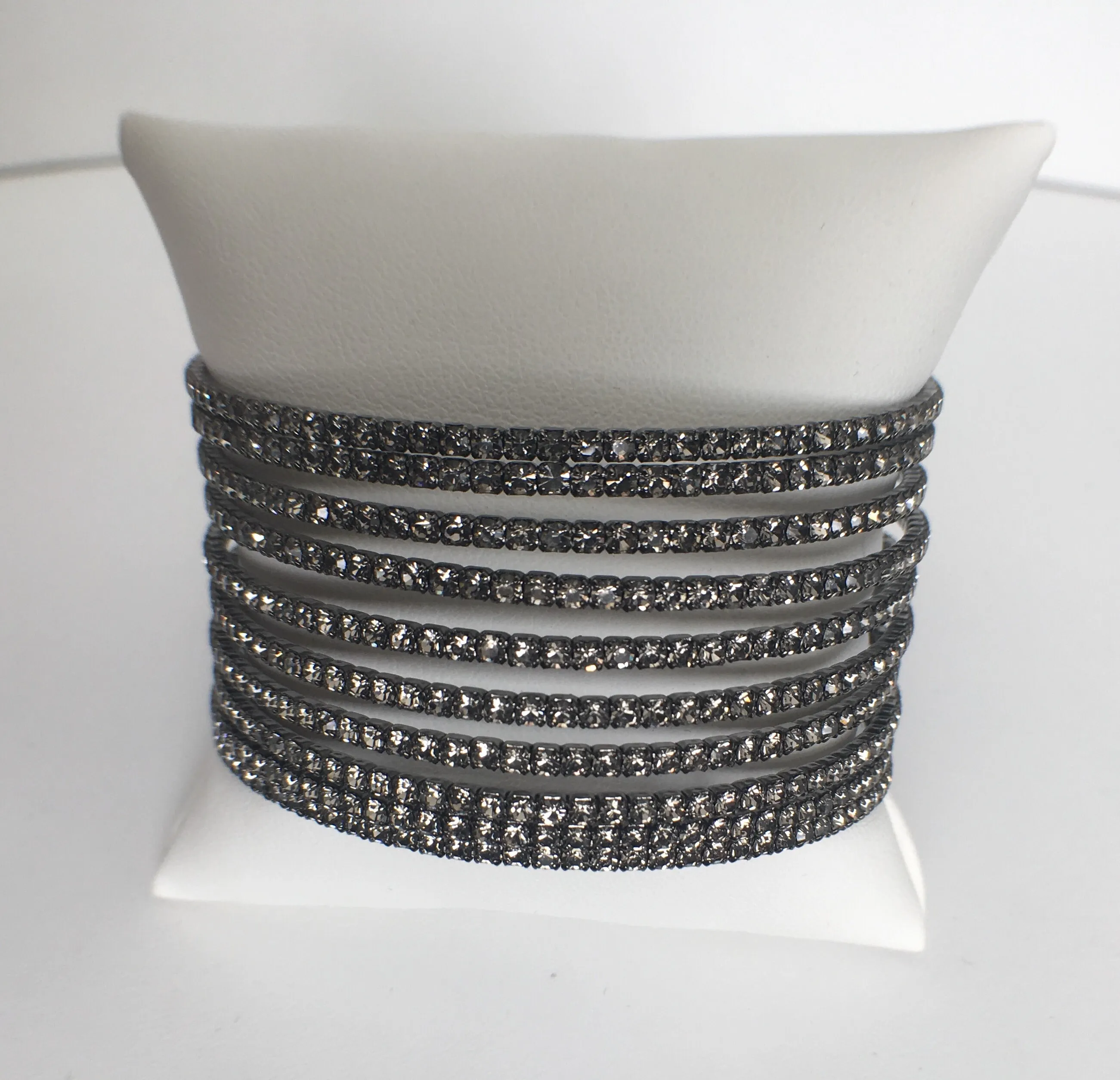 10 Row CZ Gap Bracelet, Black Rhodium