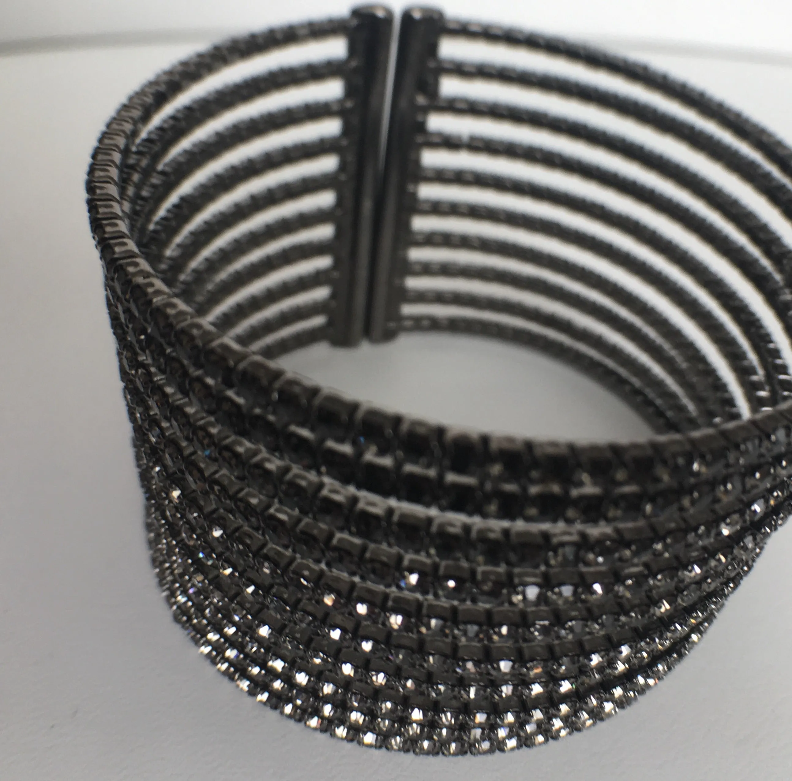 10 Row CZ Gap Bracelet, Black Rhodium