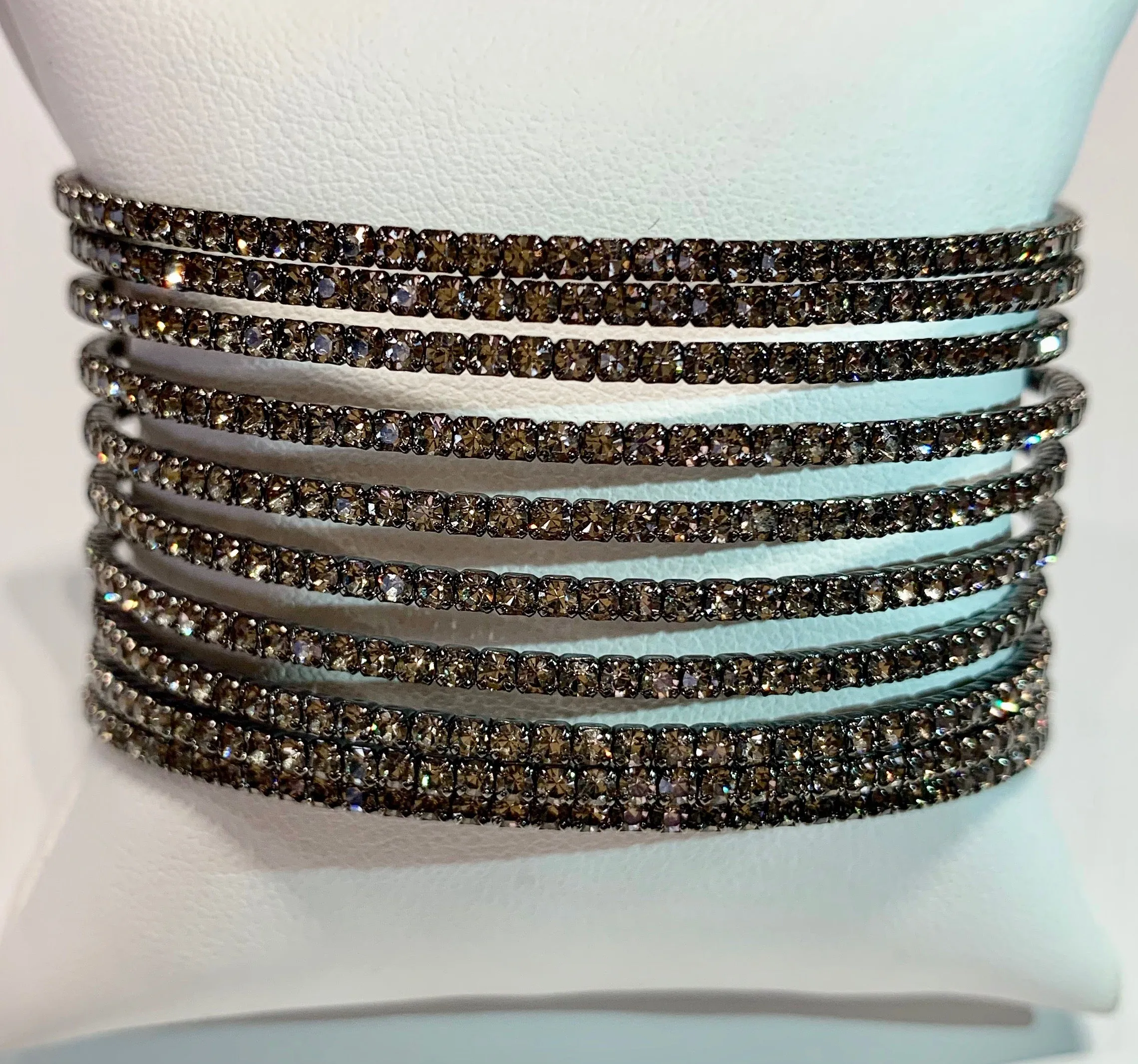 10 Row CZ Gap Bracelet, Black Rhodium