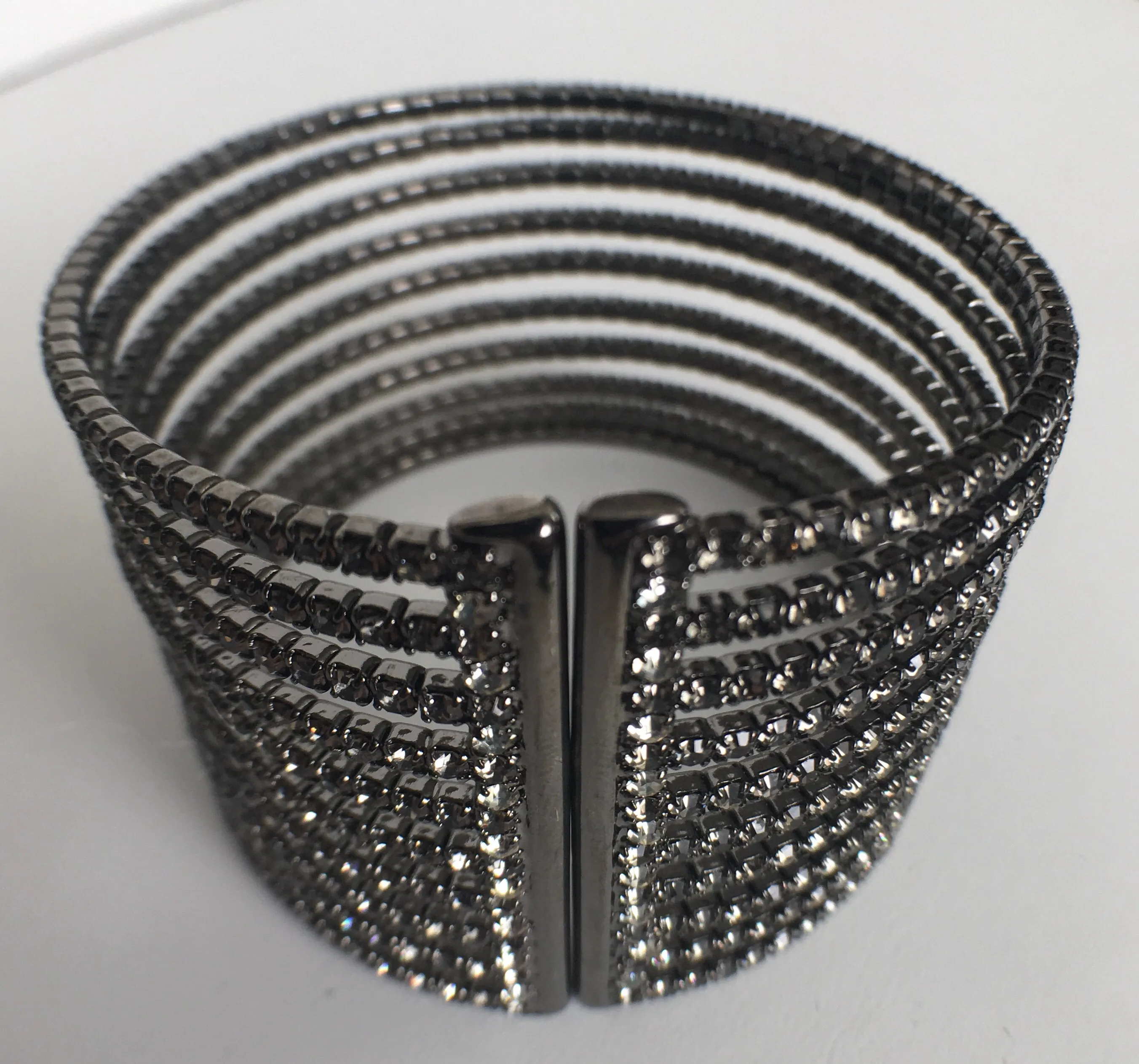 10 Row CZ Gap Bracelet, Black Rhodium