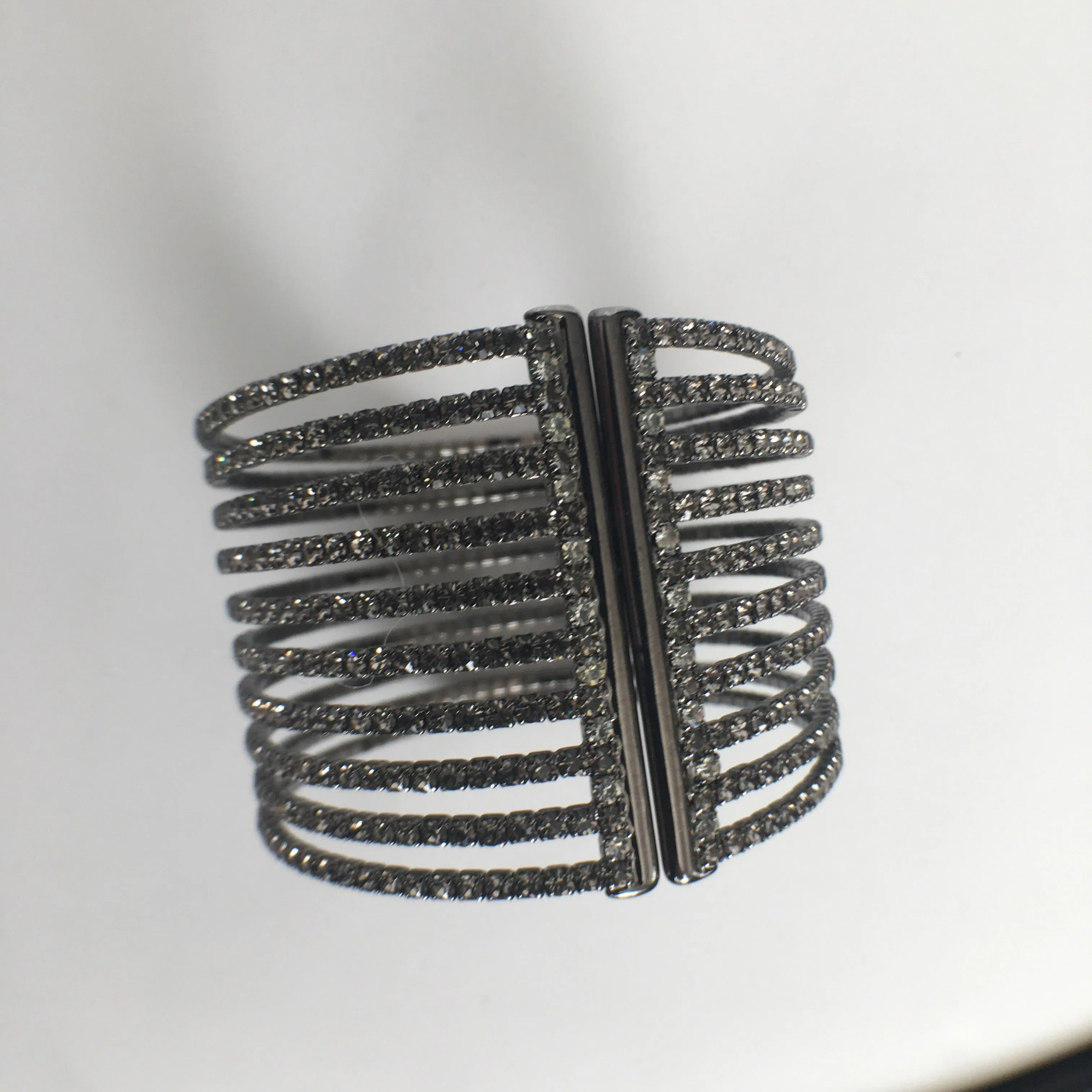 10 Row CZ Gap Bracelet, Black Rhodium