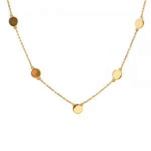 10K Gold Station Disc Necklace (Yellow, White, Rose)