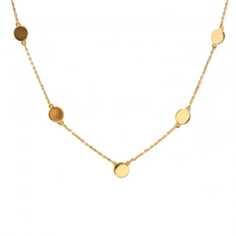 10K Gold Station Disc Necklace (Yellow, White, Rose)