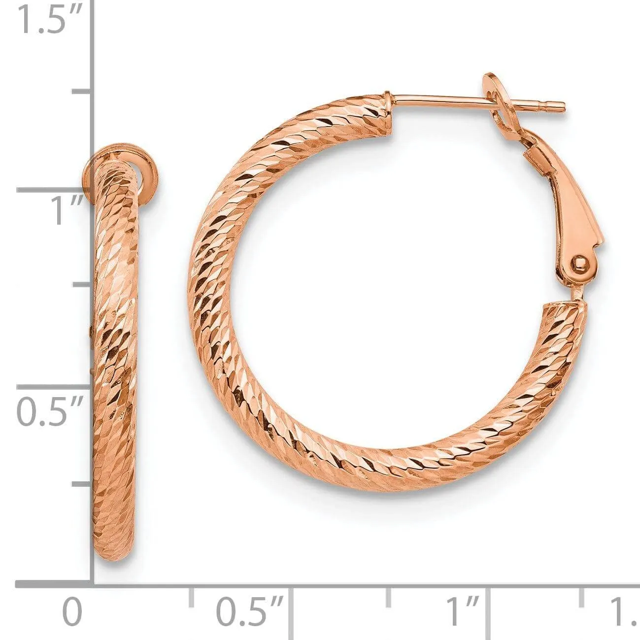 10k Rose Gold Omega Back Hoop Earrings