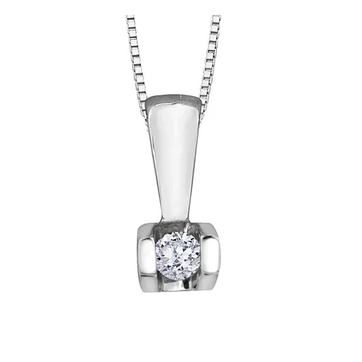 10K White Gold (0.04ct) Tension Set Diamond Pendant