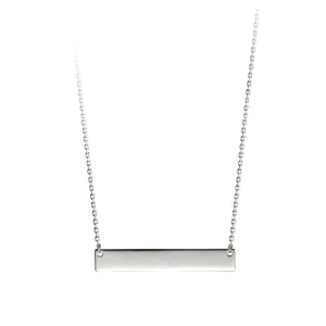 10K White Gold (25mm) Monogram Horizontal Bar Necklace