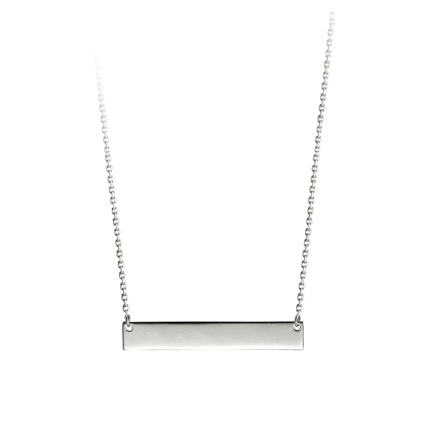 10K White Gold (25mm) Monogram Horizontal Bar Necklace