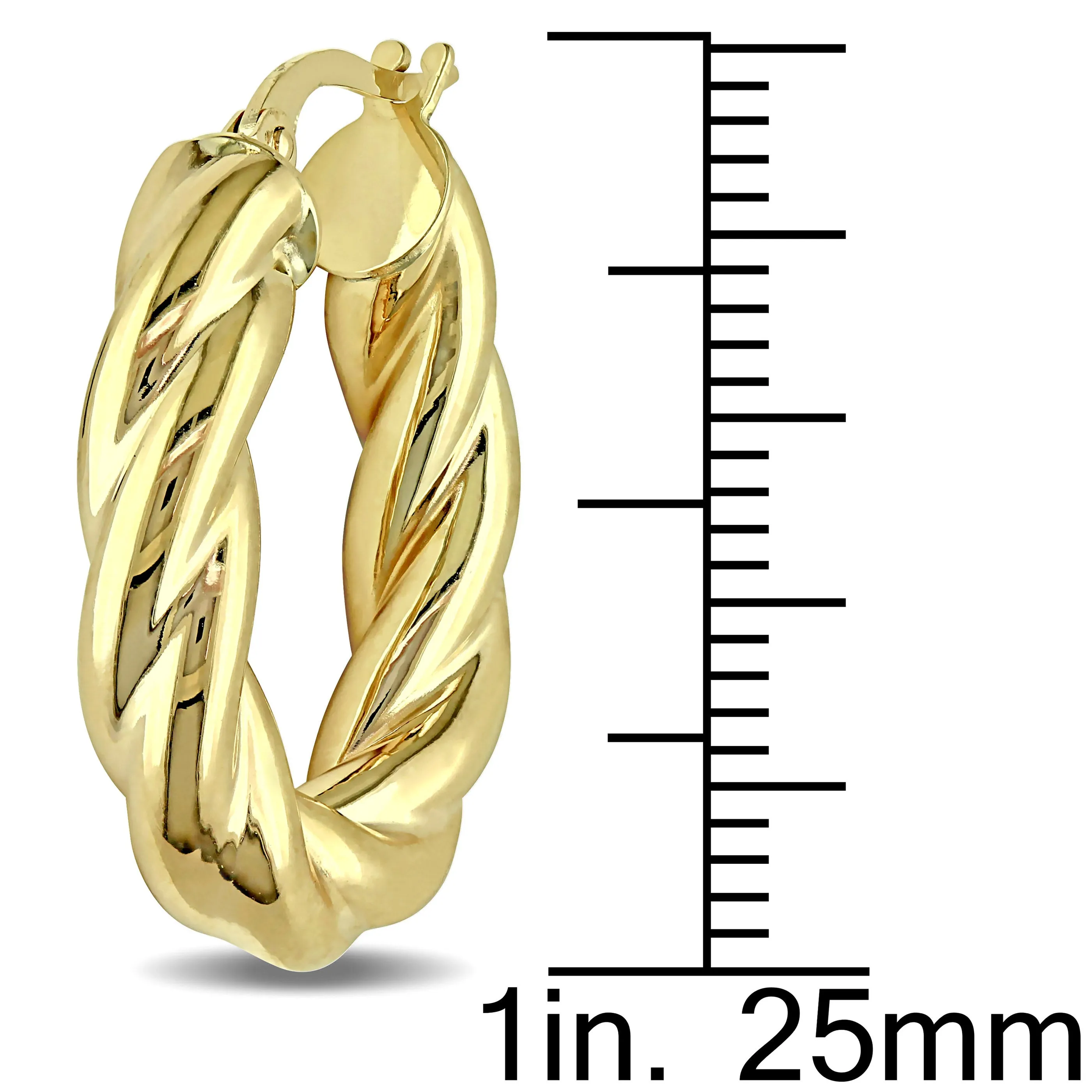 10KY 21X25MM OVAL TWIST HOOP EARRINGS (5MM WIDE)