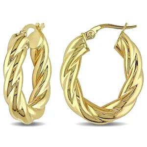10KY 21X25MM OVAL TWIST HOOP EARRINGS (5MM WIDE)
