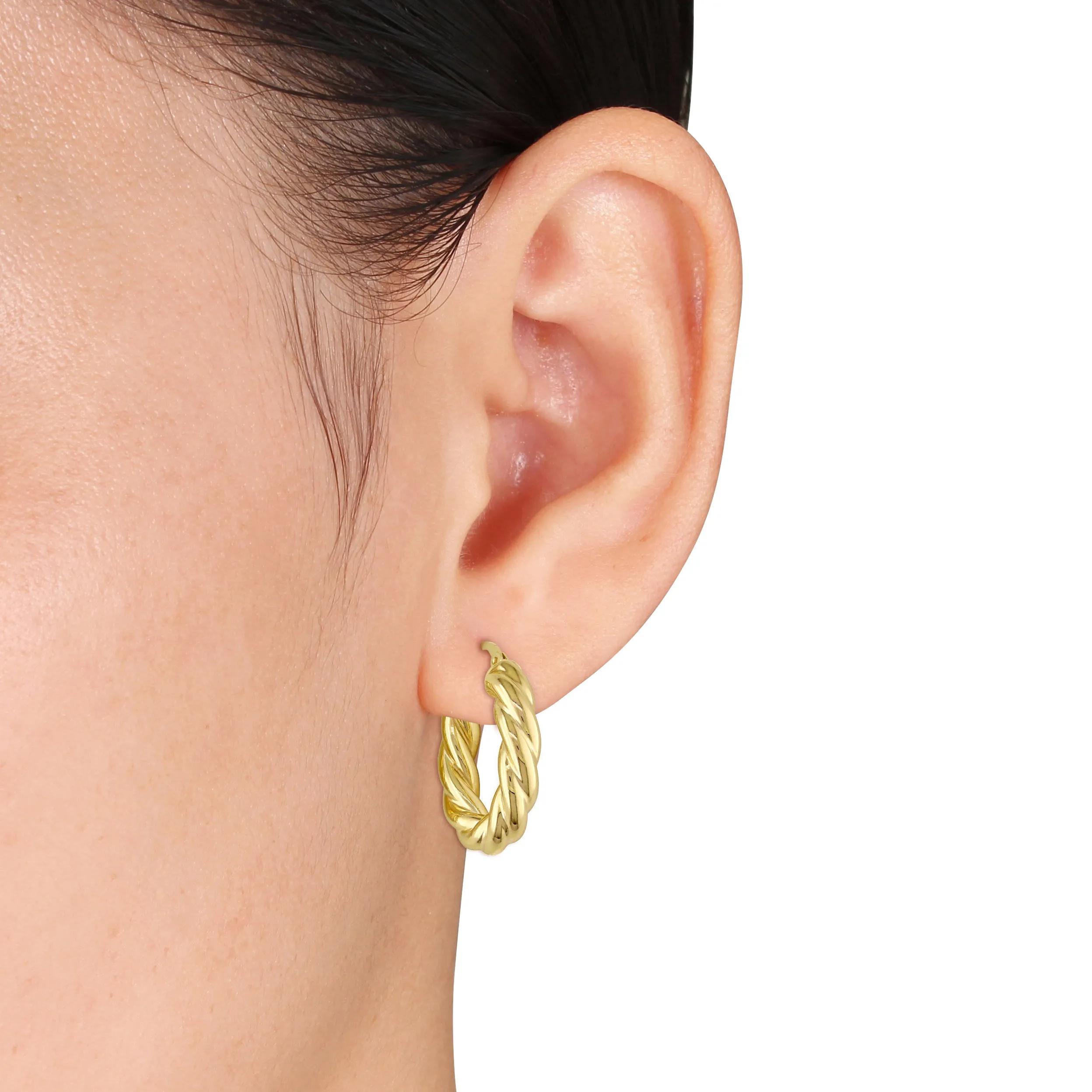 10KY 21X25MM OVAL TWIST HOOP EARRINGS (5MM WIDE)