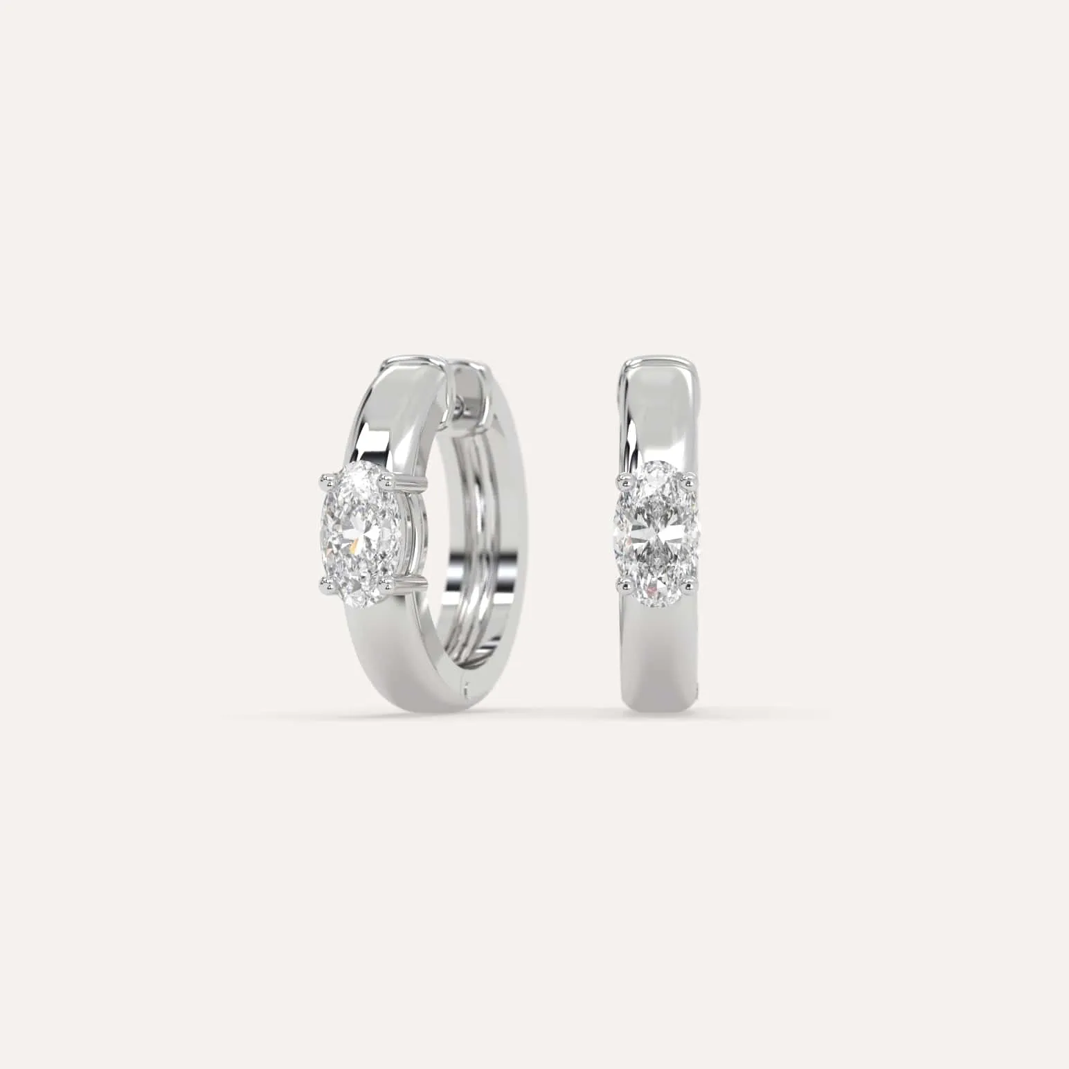 1/2 carat Oval Diamond Hoop Earrings