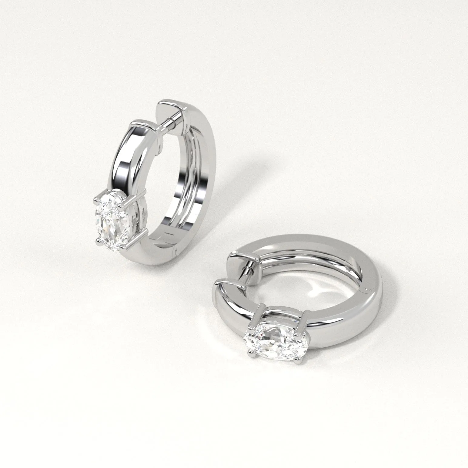 1/2 carat Oval Diamond Hoop Earrings