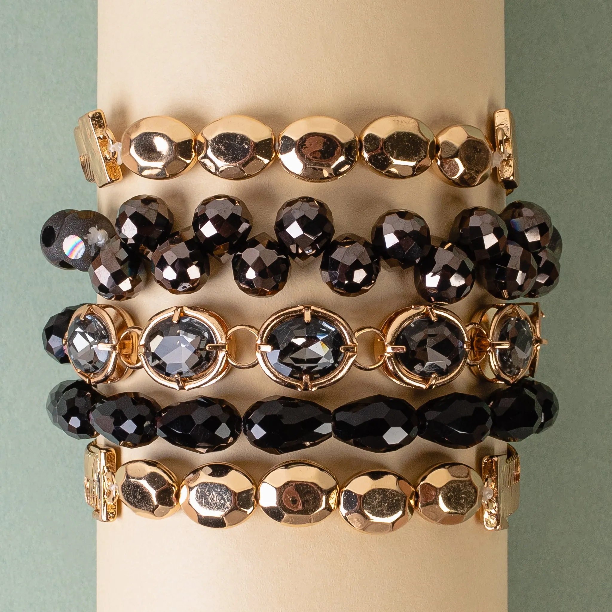 1405 - Stacked Bracelets - Black