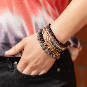 1406 - Stacked Crystal Beaded Bracelets - Black
