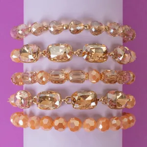 1420 - Beaded Stacked Bracelets - Champagne