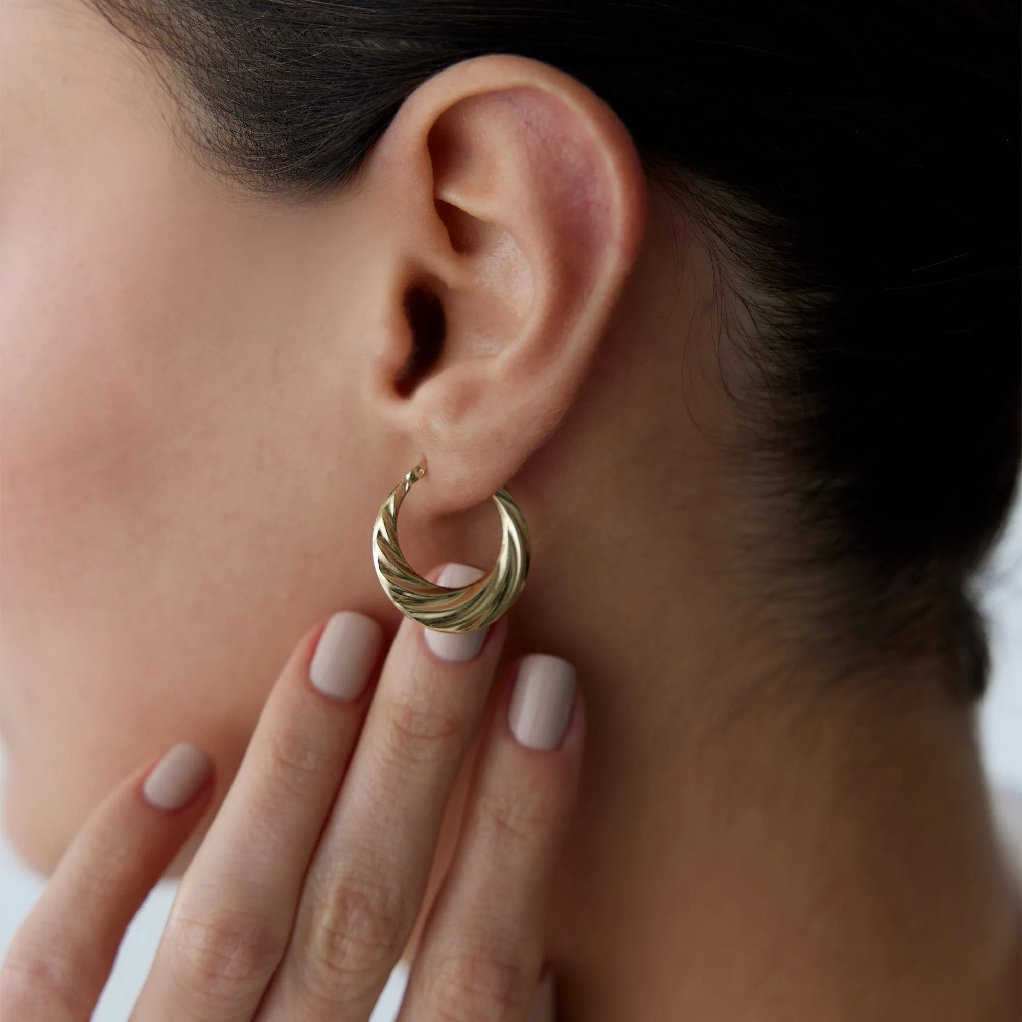 14k Gold Hoop Earrings Boom Fold Hoop Earrings