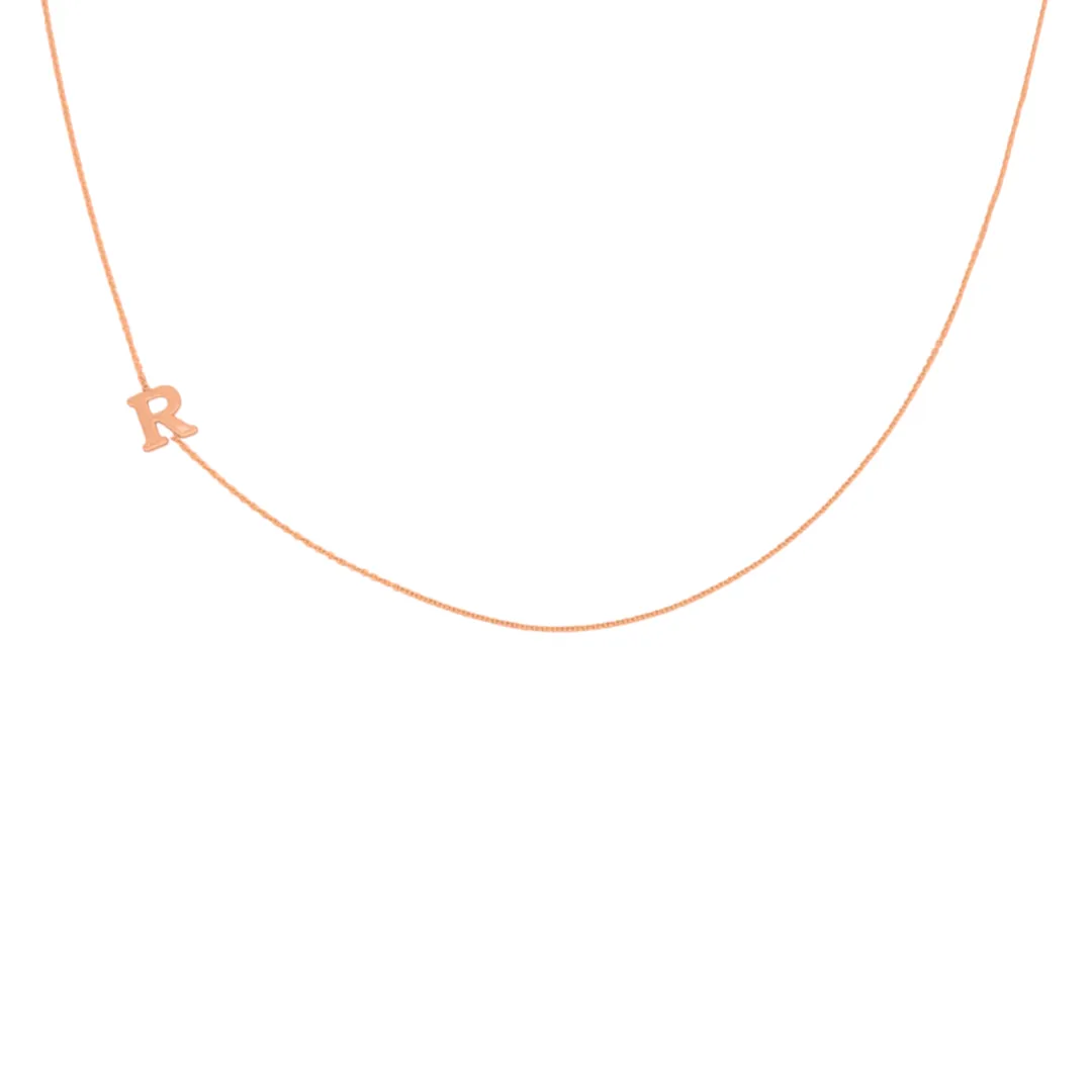 14K Gold Minimalist Block Initial Necklace