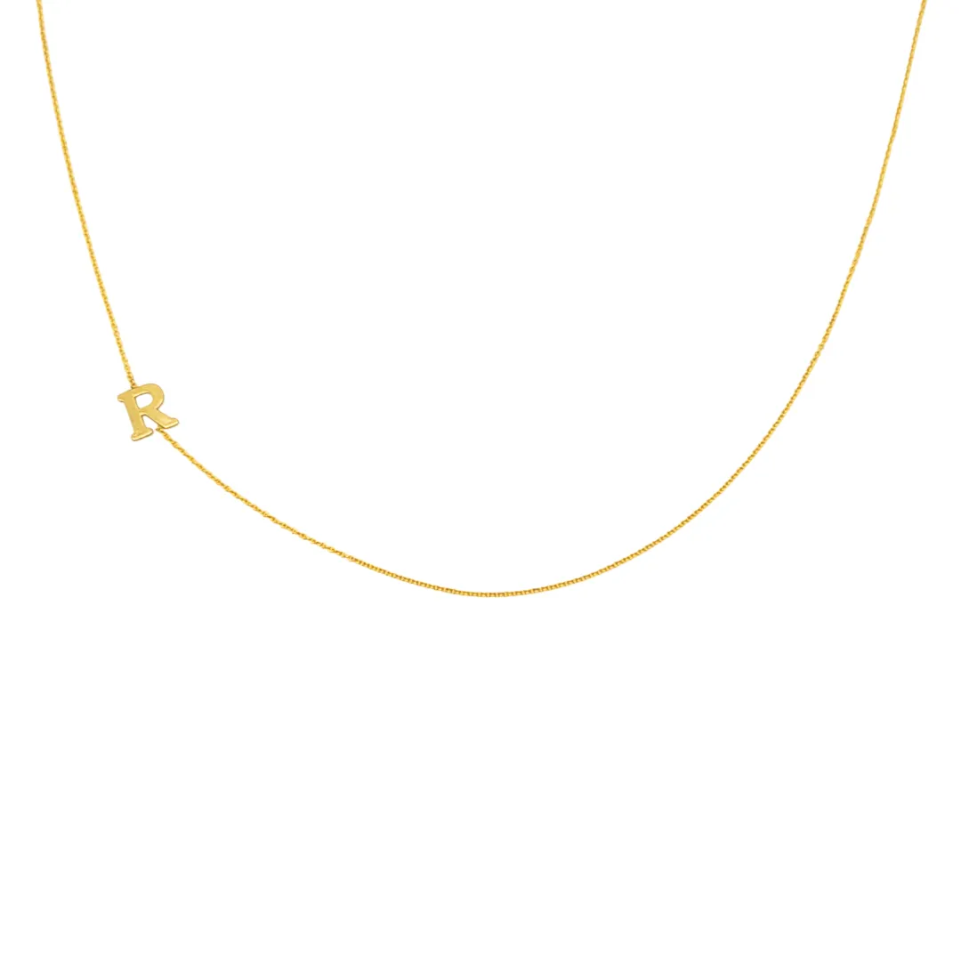14K Gold Minimalist Block Initial Necklace