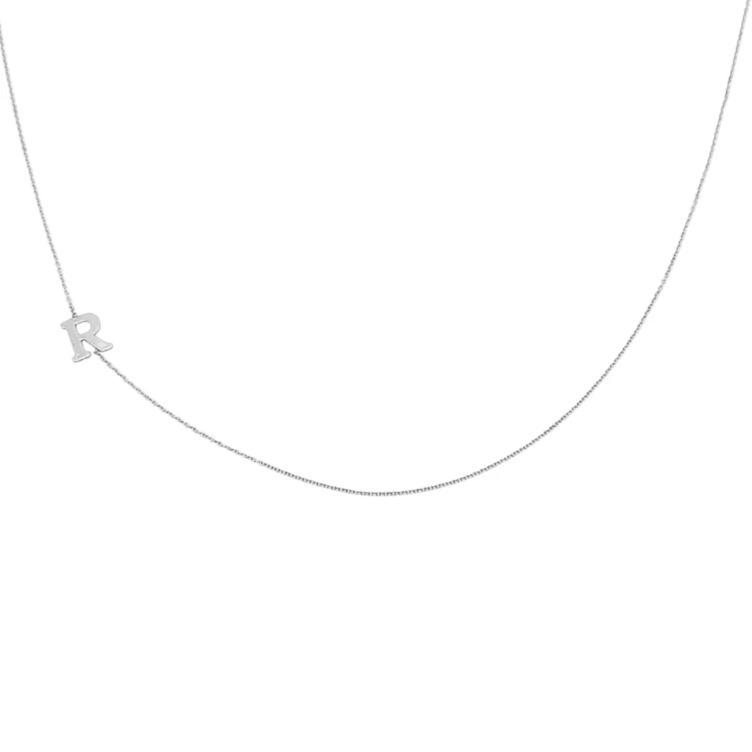 14K Gold Minimalist Block Initial Necklace