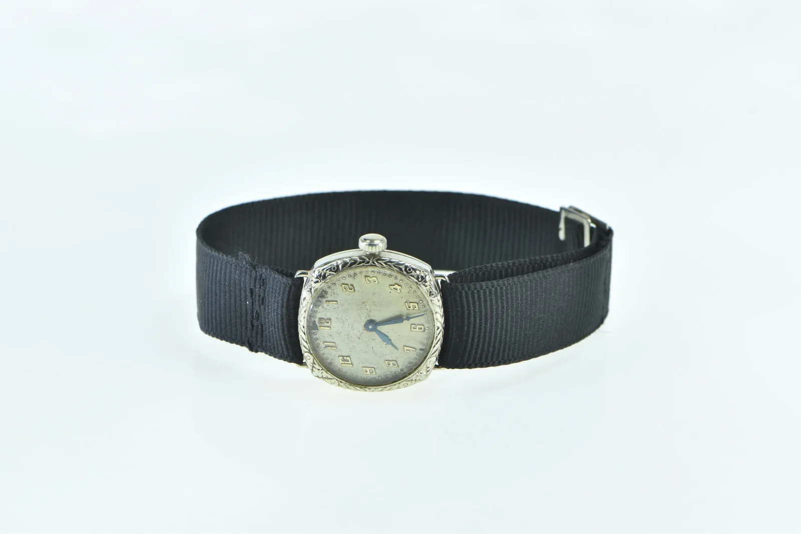 14k Lady Elgin Art Deco Black Ribbon Band Mechanical Women's Watch