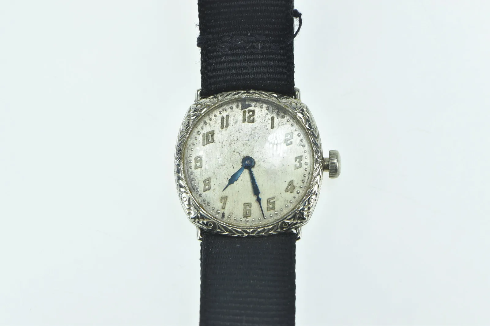 14k Lady Elgin Art Deco Black Ribbon Band Mechanical Women's Watch