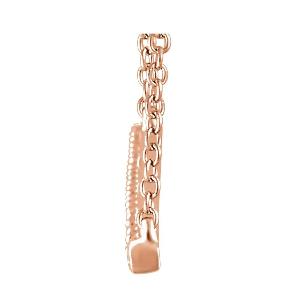 14k Rose Gold 1/2 CTW Diamond Bar 16-18" Necklace