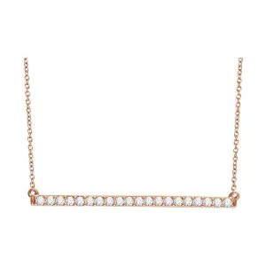 14k Rose Gold 1/2 CTW Diamond Bar 16-18" Necklace
