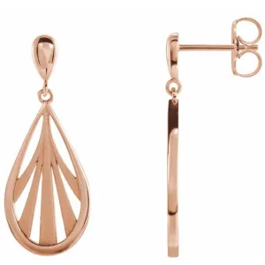 14K Rose Gold Geometric Dangle Earrings