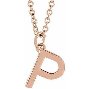 14K Rose Initial P Dangle 18" Necklace
