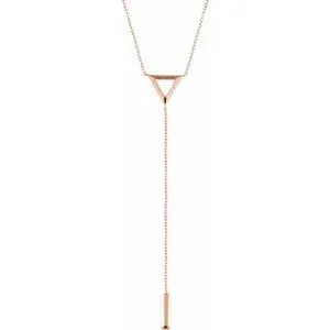 14K Rose Triangle & Bar Y 16-18" Necklace