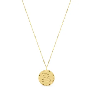 14k Small Mantra Star Border Necklace on Tiny Bar & Cable Chain