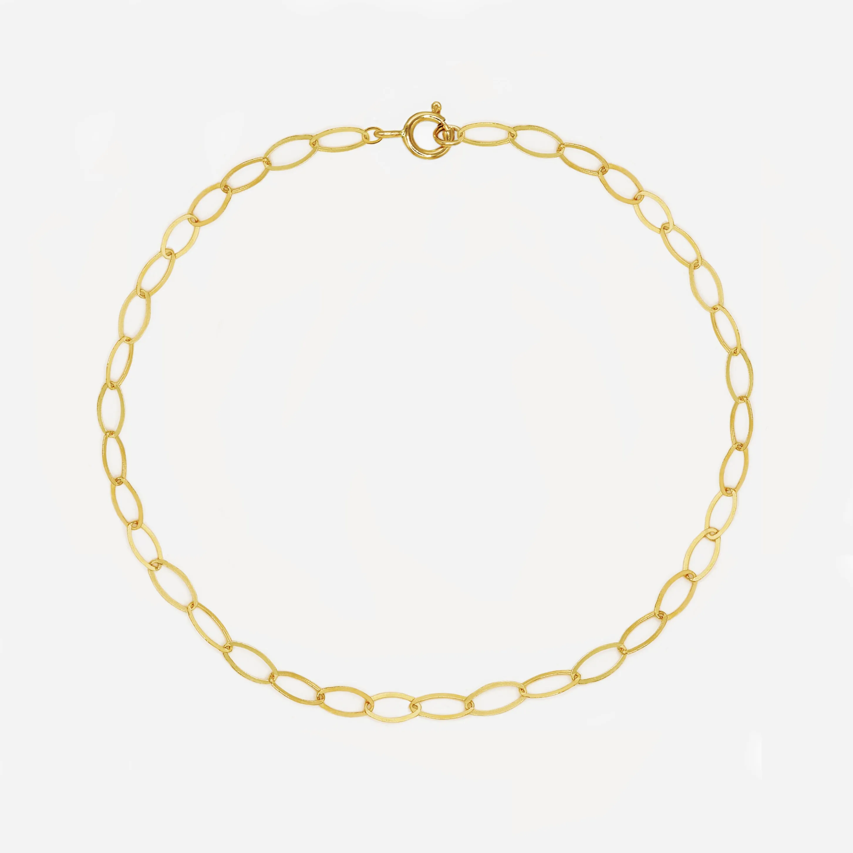 14k Solid Gold Oval Link Chain Bracelet