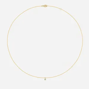 14k Solid Gold Three Prong Champagne Diamond Necklace