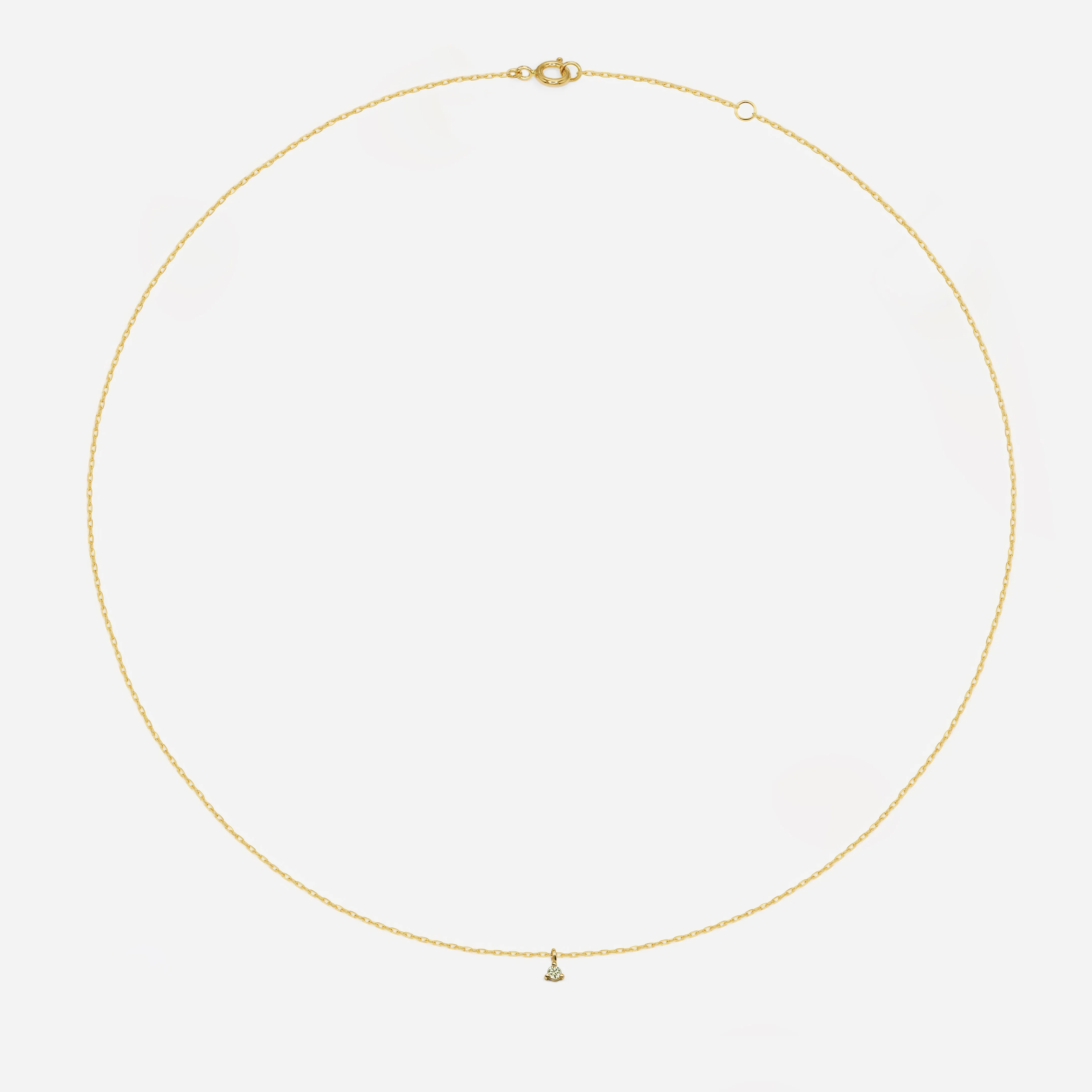 14k Solid Gold Three Prong Champagne Diamond Necklace