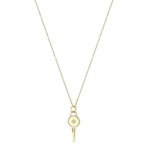 14k Star Set Diamond Key Pendant Necklace