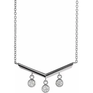 14K White 1/3 CTW Diamond V Bar 18" Necklace