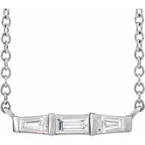 14K White 1/8 CTW Diamond Bar 18" Necklace