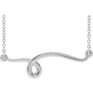 14K White 28.6x8 mm Freeform Bar 18" Neckalce