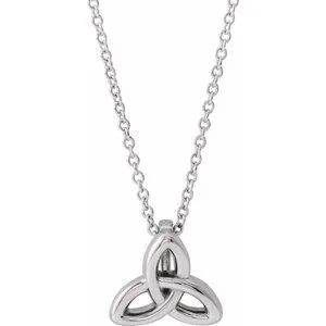 14K White Celtic-Inspired Trinity 16-18" Necklace
