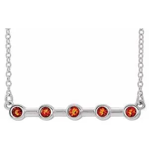 14K White Citrine Bezel-Set 16" Bar Necklace